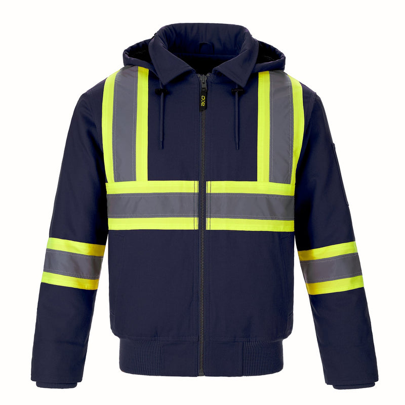 Load image into Gallery viewer, L01290 - International - Cotton Canvas Hi-Vis Bomber Jacket w/ Detachable Hood
