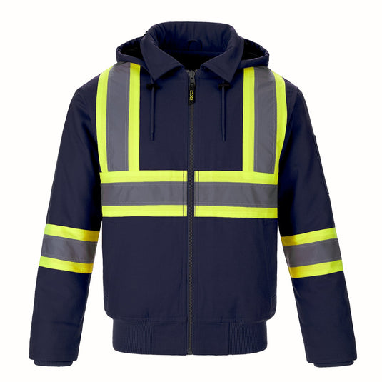 L01290 - International - Cotton Canvas Hi-Vis Bomber Jacket w/ Detachable Hood