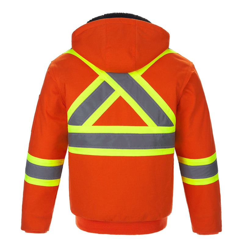 Load image into Gallery viewer, L01290 - International - Cotton Canvas Hi-Vis Bomber Jacket w/ Detachable Hood
