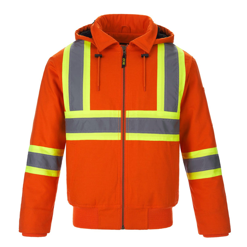 Load image into Gallery viewer, L01290 - International - Cotton Canvas Hi-Vis Bomber Jacket w/ Detachable Hood
