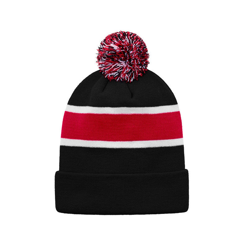 Load image into Gallery viewer, H08080 - Hat Trick - Striped Knit Cuff Toque with Pom-Pom