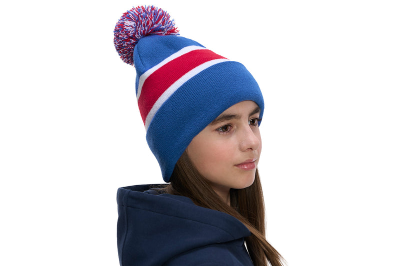 Load image into Gallery viewer, H08080 - Hat Trick - Striped Knit Cuff Toque with Pom-Pom