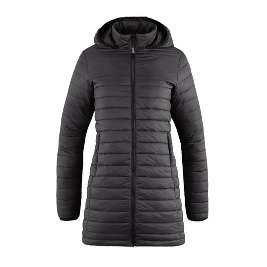 L00903 - Glacier Bay - Manteau Bouffant Long avec Capuchon Amovible pour Femme