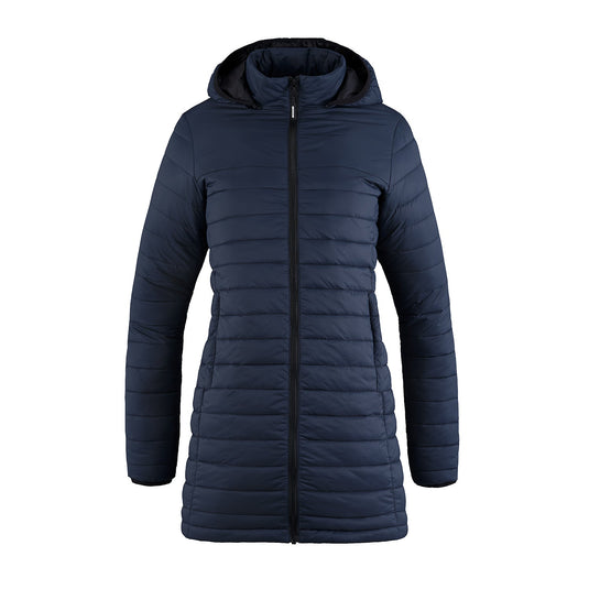 L00903 - Glacier Bay - Manteau Bouffant Long avec Capuchon Amovible pour Femme