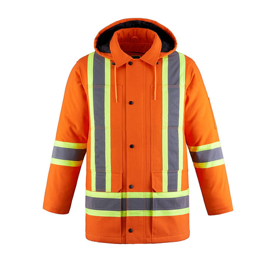 L01292 - Kingpin - Cotton Canvas Hi-Vis Insulated Parka w/ Detachable Hood