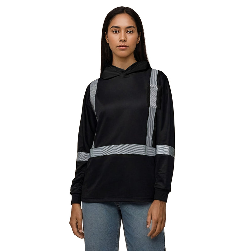 Load image into Gallery viewer, S05985 - GLOW - Long Sleeve Hi-VIS Hooded T-Shirt with Segmented Stripes