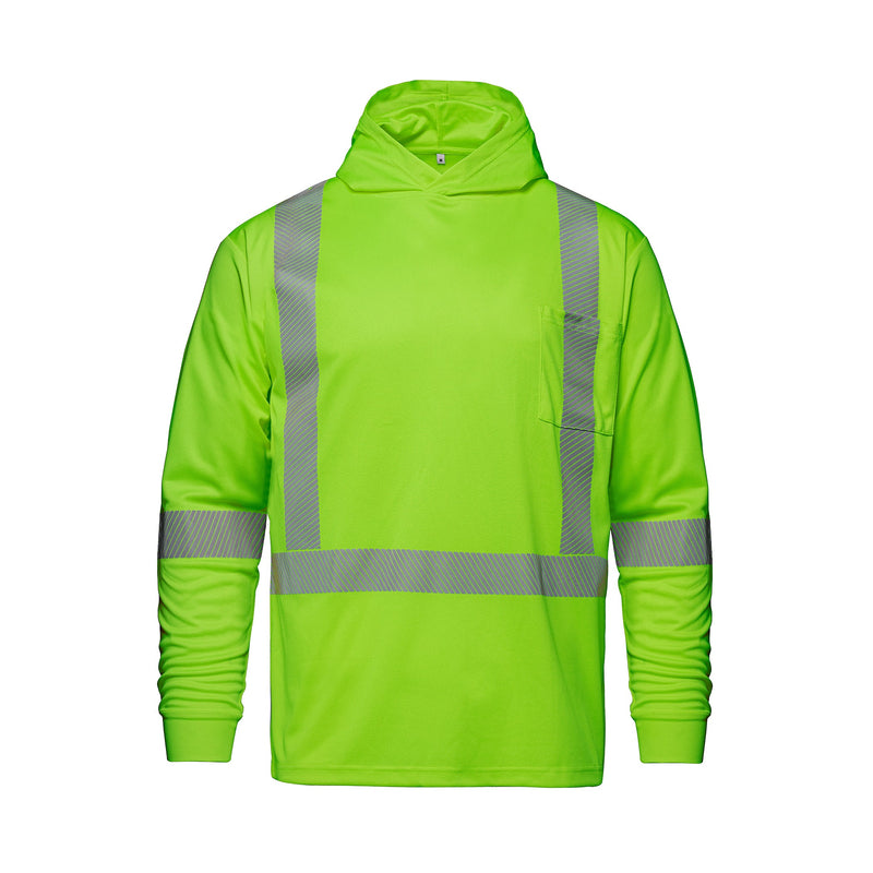 Load image into Gallery viewer, S05985 - GLOW - Long Sleeve Hi-VIS Hooded T-Shirt with Segmented Stripes