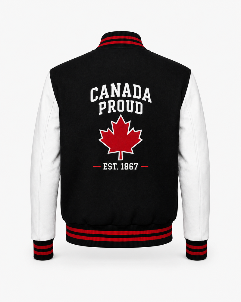 Load image into Gallery viewer, JK382CP - Adult Canada Proud Melton/Leather Varsity Jacket