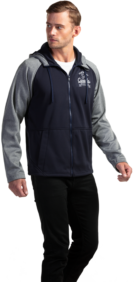 JK665 Custom Men's 100% Polyester Full Zip 2-Tone Hoodie