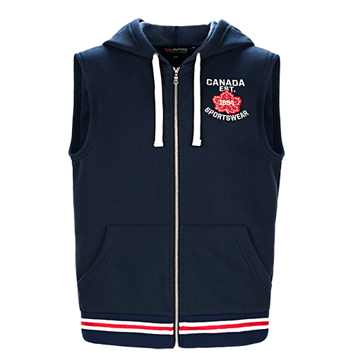 VT156 Custom Men s 80 20 Full Zip Hooded Fleece Vest Canada Sportswear Corp
