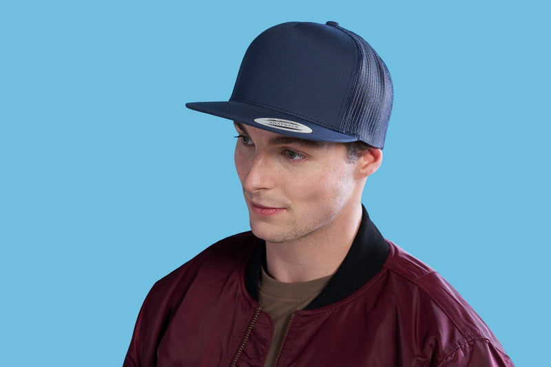 Load image into Gallery viewer, F06006 - YP Classics 5 Panel Flat Peak Snap Back Trucker Cap
