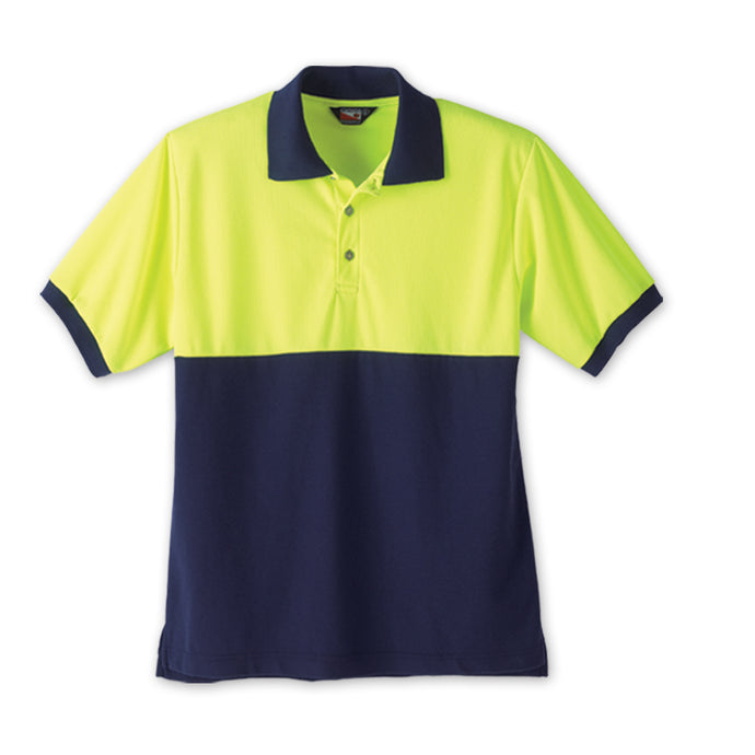 GS114 - Custom Two-toned polo shirt with knit collar, knit cuffs and side slits at hem