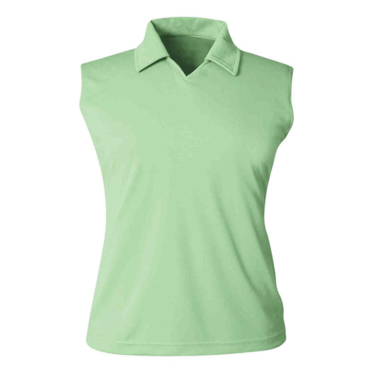 GS190 - Custom Solid sleeveless polo shirt with self fabric johnny collar (ladies')