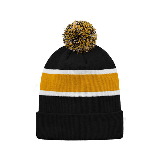 H08080 - Hat Trick - Striped Knit Cuff Toque with Pom-Pom