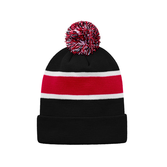 H08080 - Hat Trick - Striped Knit Cuff Toque with Pom-Pom