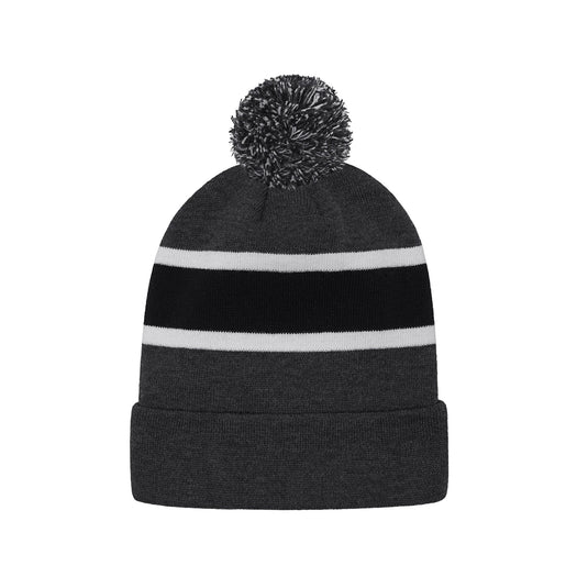 H08080 - Hat Trick - Striped Knit Cuff Toque with Pom-Pom