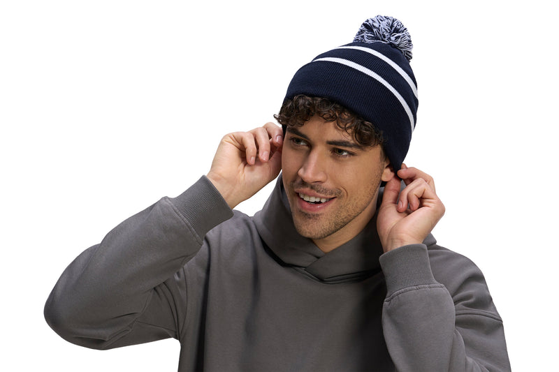 Chargez l'image dans la visionneuse de la galerie, H08080 - Hat Trick - Striped Knit Cuff Toque with Pom-Pom
