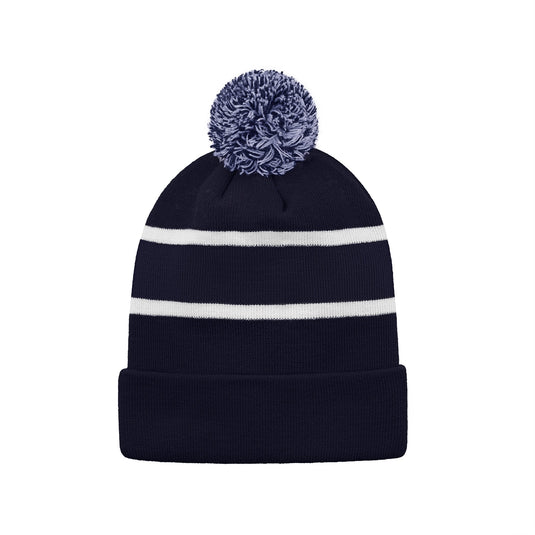 H08080 - Hat Trick - Striped Knit Cuff Toque with Pom-Pom