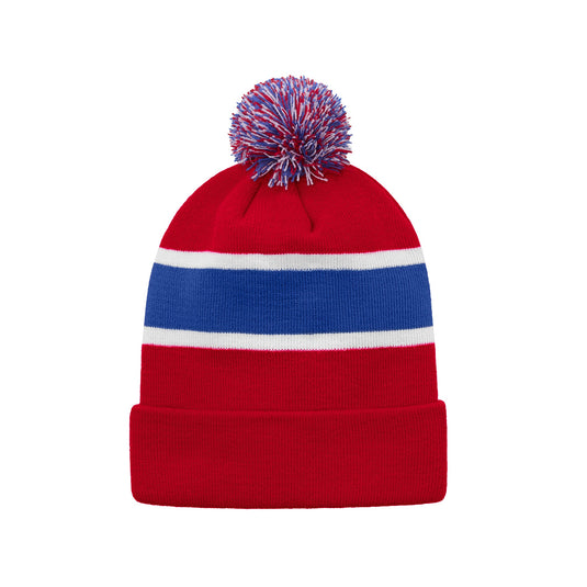 H08080 - Hat Trick - Striped Knit Cuff Toque with Pom-Pom