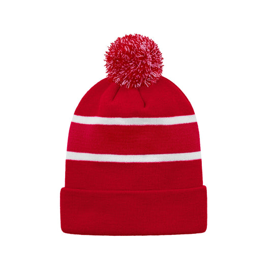 H08080 - Hat Trick - Striped Knit Cuff Toque with Pom-Pom