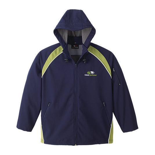 JK182 - Custom Two-toned unlined soft shell jacket with piping detail & snap off hood