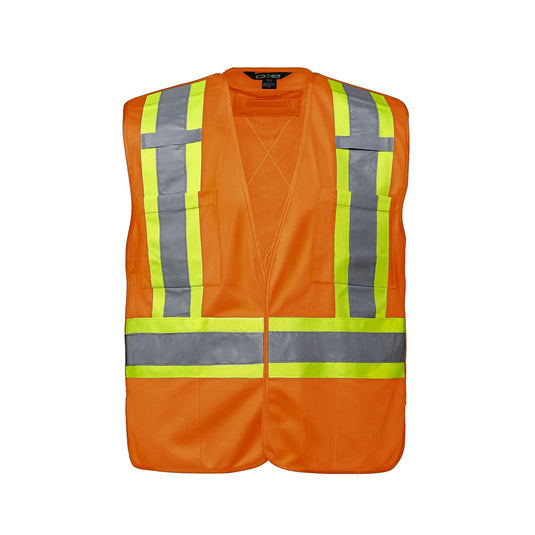 L01145 - Vanguard - Tricot Hi-Vis 5 Point Tear-Away Vest - Dual Sized