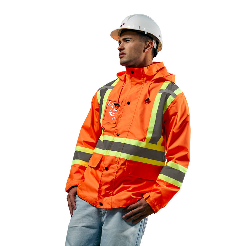 Load image into Gallery viewer, L01205 - STORM - Full Length HI-VIZ Raincoat with Detachable Hood
