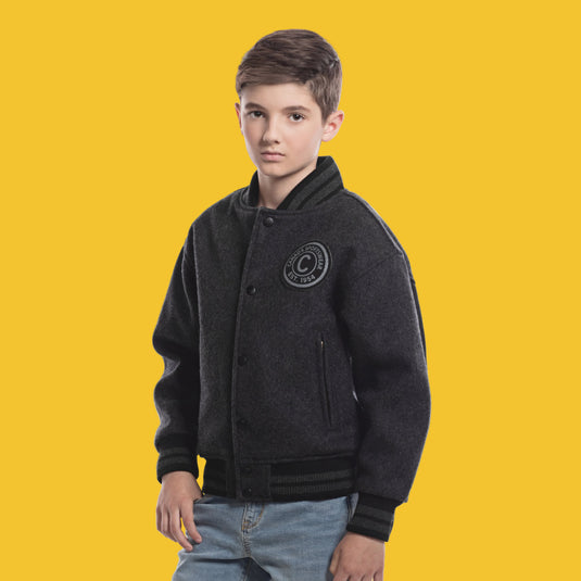 L0390Y - DISCONTINUED  - Youth Melton Varsity Jacket
