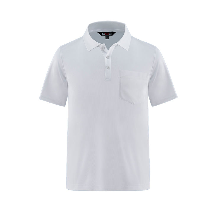 CX2 Caddy Men's Pique Mesh Polo w/ Pocket — White