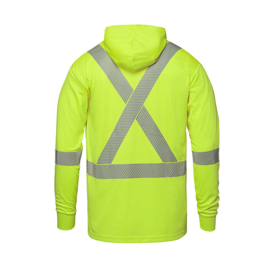 S05985 - GLOW - Long Sleeve Hi-VIS Hooded T-Shirt with Segmented Stripes