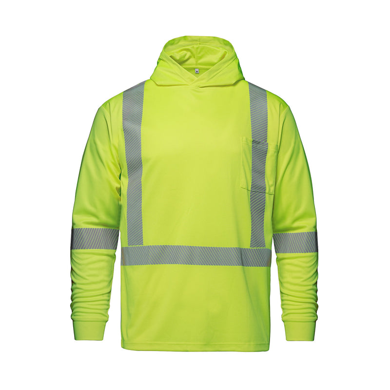Load image into Gallery viewer, S05985 - GLOW - Long Sleeve Hi-VIS Hooded T-Shirt with Segmented Stripes
