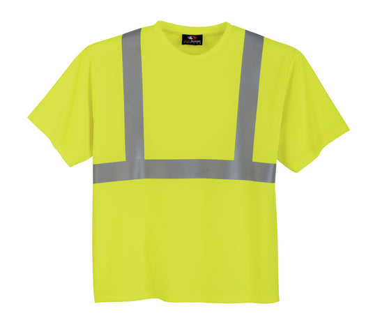 TS126R - Custom Hi-vis crew neck pullover short sleeve t-shirt with 3M reflective tape