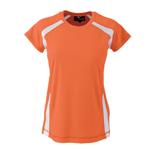 TS128 - Custom Two-toned crew neck pullover short sleeve t-shirt with mesh inserts (ladies')
