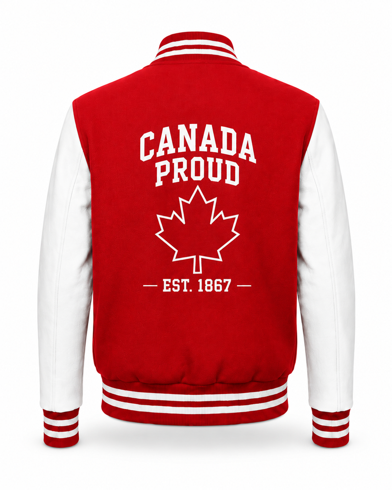 Chargez l'image dans la visionneuse de la galerie, JK382CP - Blouson Universitaire Melton/Cuir Canada Proud pour Adulte
