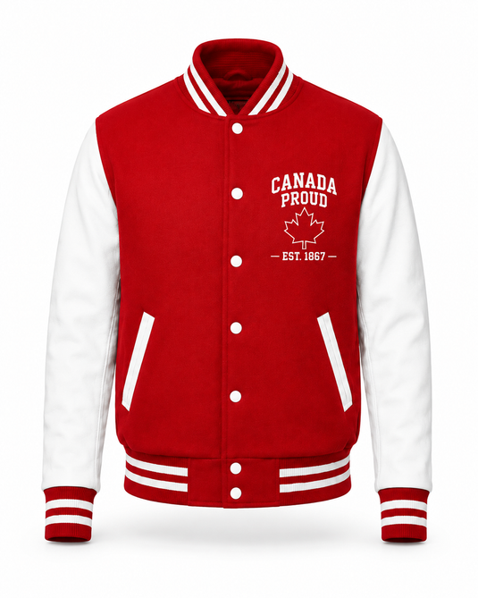 JK382CP - Blouson Universitaire Melton/Cuir Canada Proud pour Adulte