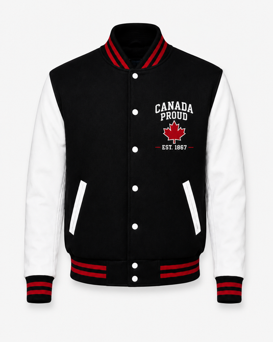 JK382CP - Blouson Universitaire Melton/Cuir Canada Proud pour Adulte