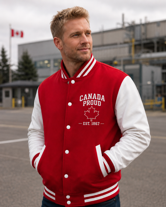 JK382CP - Blouson Universitaire Melton/Cuir Canada Proud pour Adulte